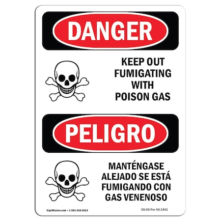 Signmission Safety Sign, OSHA, 24" Height, Rigid Plastic, Keep Out Fumigating Poison Gas Spanish OS-DS-P-1824-VS-1401